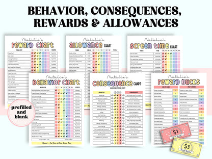 Daily Checklist | Command Center | School Routine | Behavior Chart | Reward Chart | Daily Task List | Editable Pdf | Screen Time