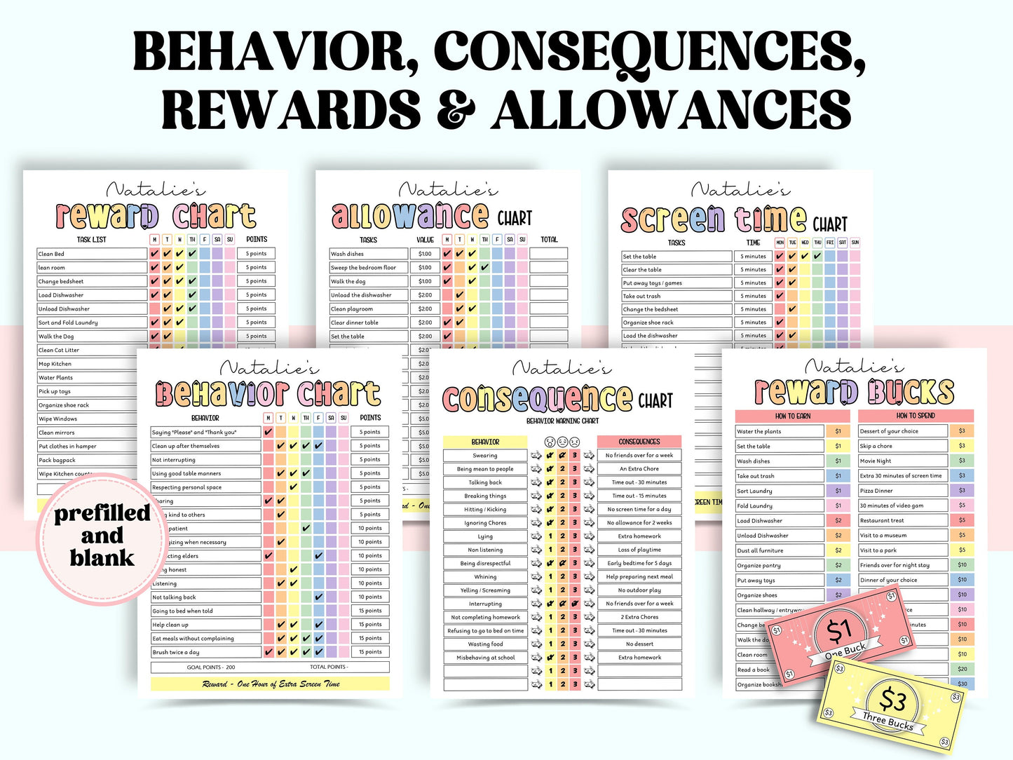 Daily Checklist | Command Center | School Routine | Behavior Chart | Reward Chart | Daily Task List | Editable Pdf | Screen Time