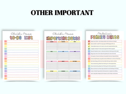 Daily Checklist | Command Center | School Routine | Behavior Chart | Reward Chart | Daily Task List | Editable Pdf | Screen Time