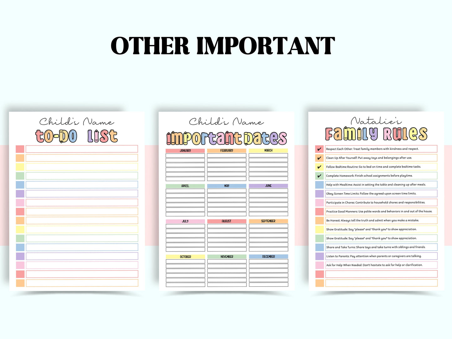 Daily Checklist | Command Center | School Routine | Behavior Chart | Reward Chart | Daily Task List | Editable Pdf | Screen Time