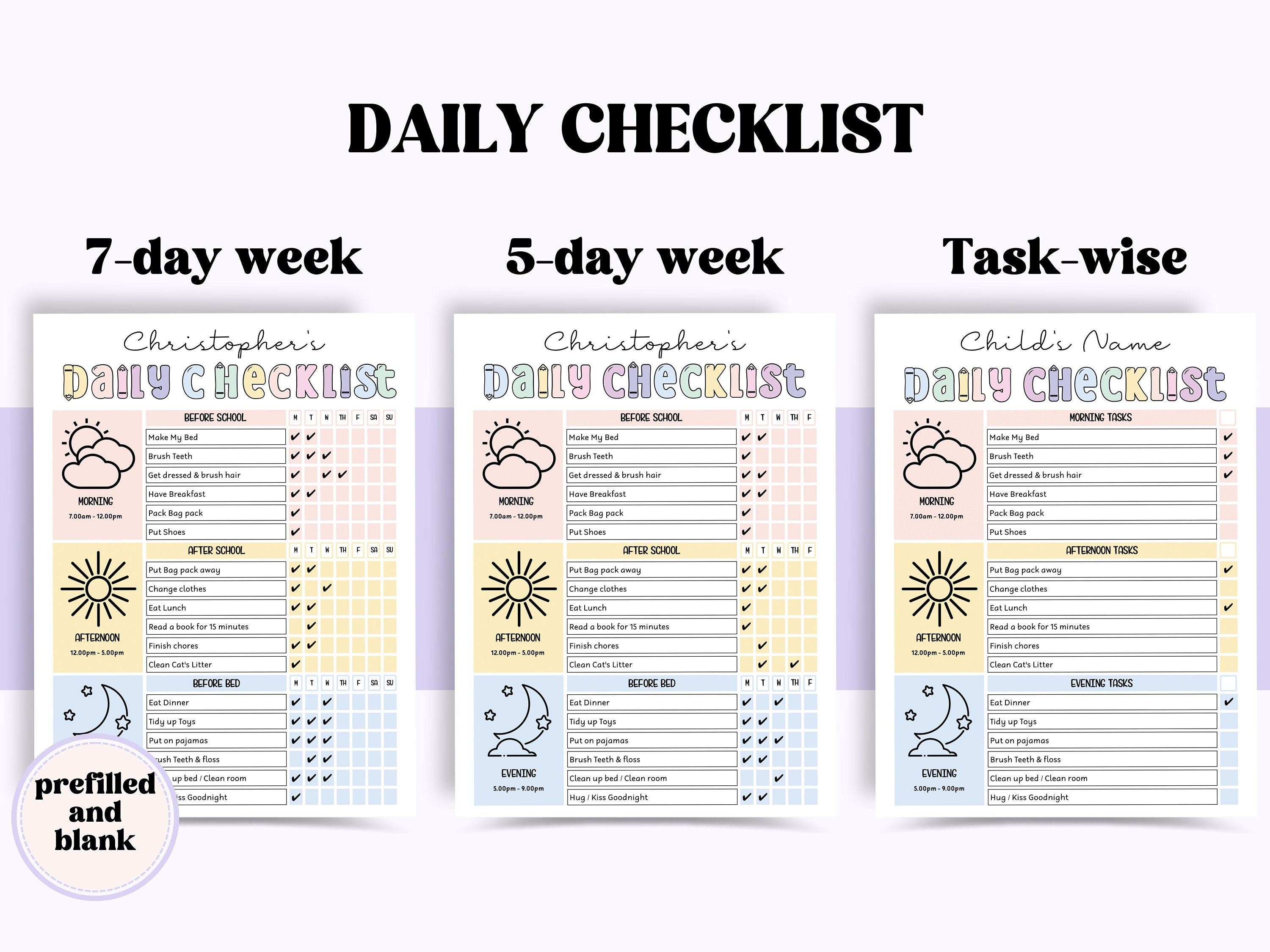 Visual Kids Chore Charts | Reward Chart | Family Chore Chart | Editable Responsibility Chart Bundle | How To Earn Money Chore Chart template