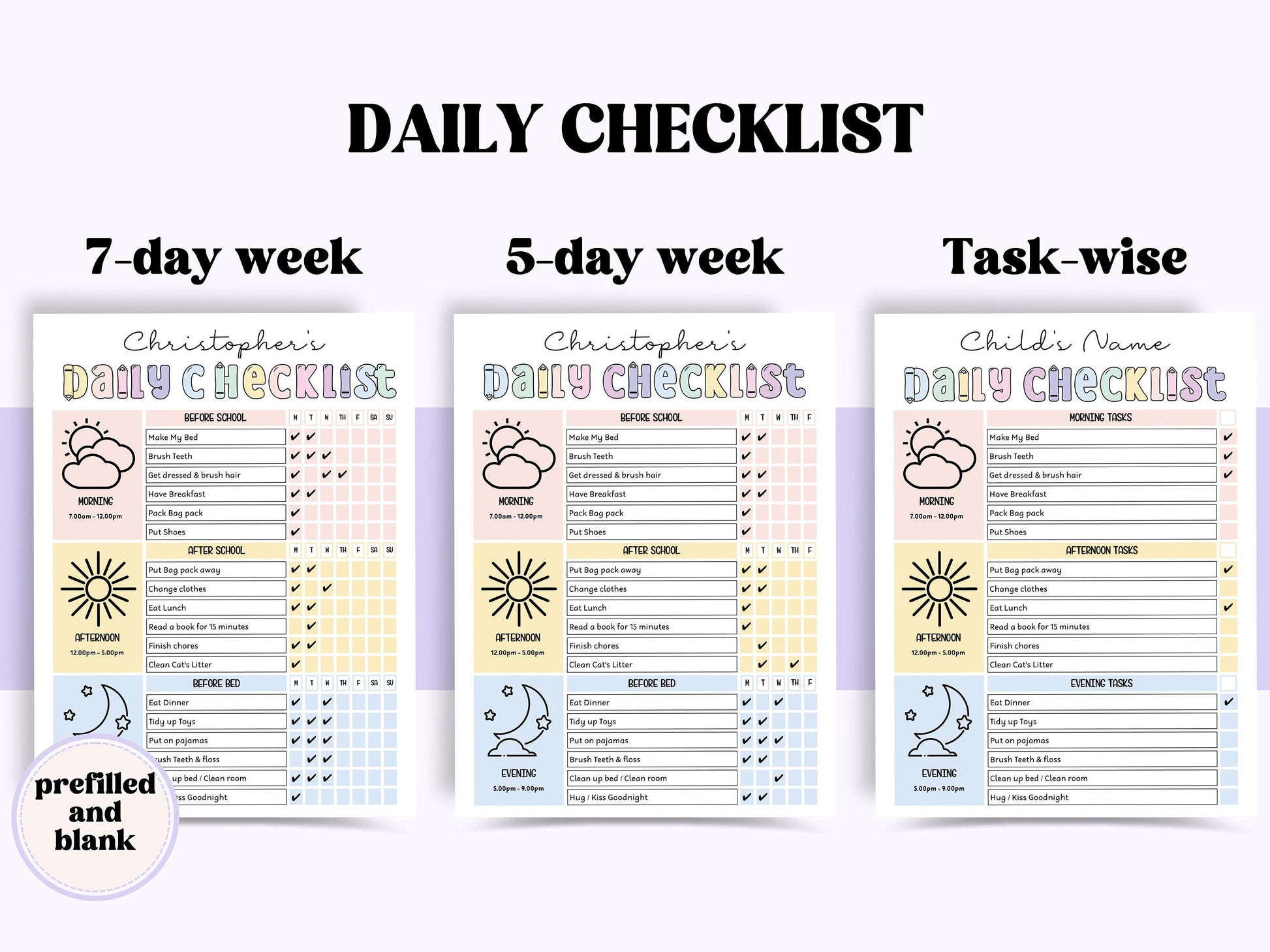 Visual Kids Chore Charts | Reward Chart | Family Chore Chart | Editable Responsibility Chart Bundle | How To Earn Money Chore Chart template