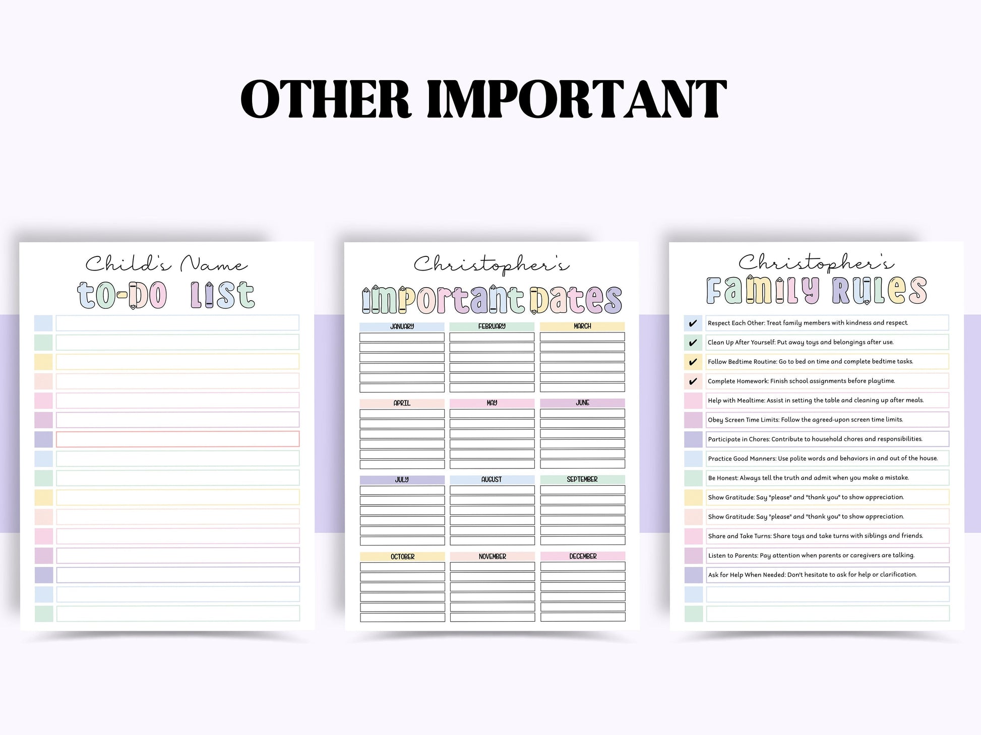 Visual Kids Chore Charts | Reward Chart | Family Chore Chart | Editable Responsibility Chart Bundle | How To Earn Money Chore Chart template