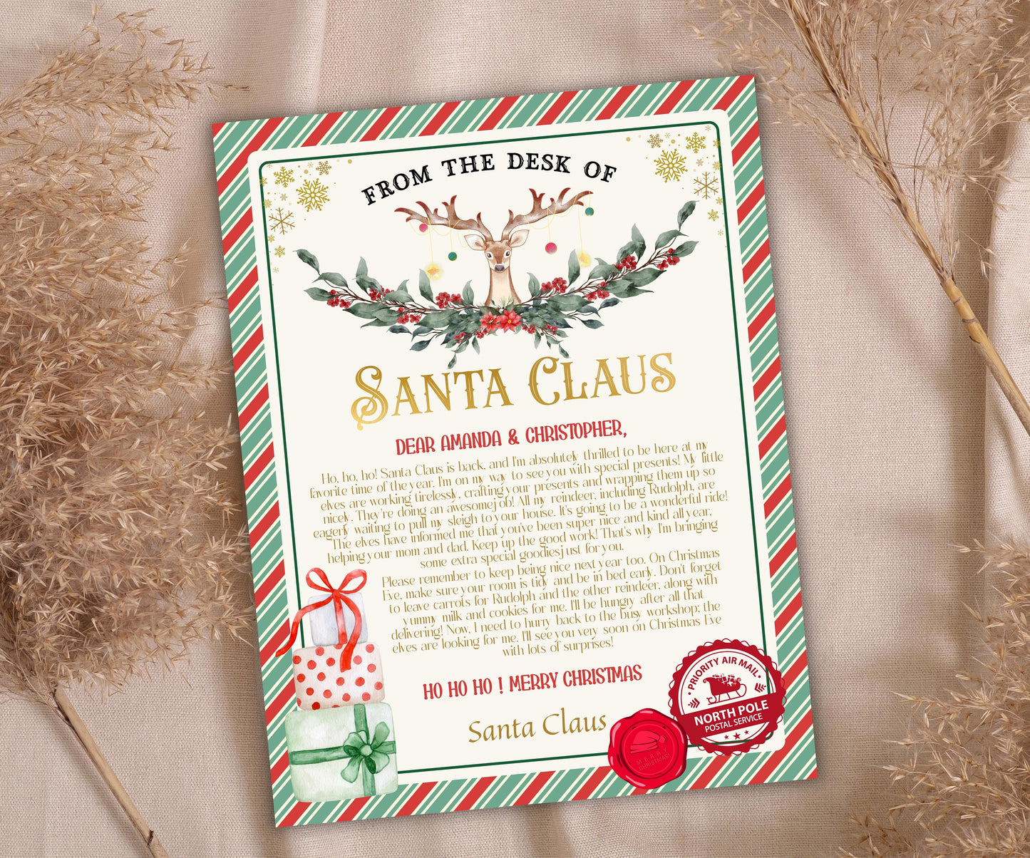 Editable Santa Letter | Official Santa Mail | Stocking Stuffer | Handwritten I letter I North Pole Mail Edit in Corjl I Custom Santa Letter-Christmas -TheHustlingCatLady-Party Games