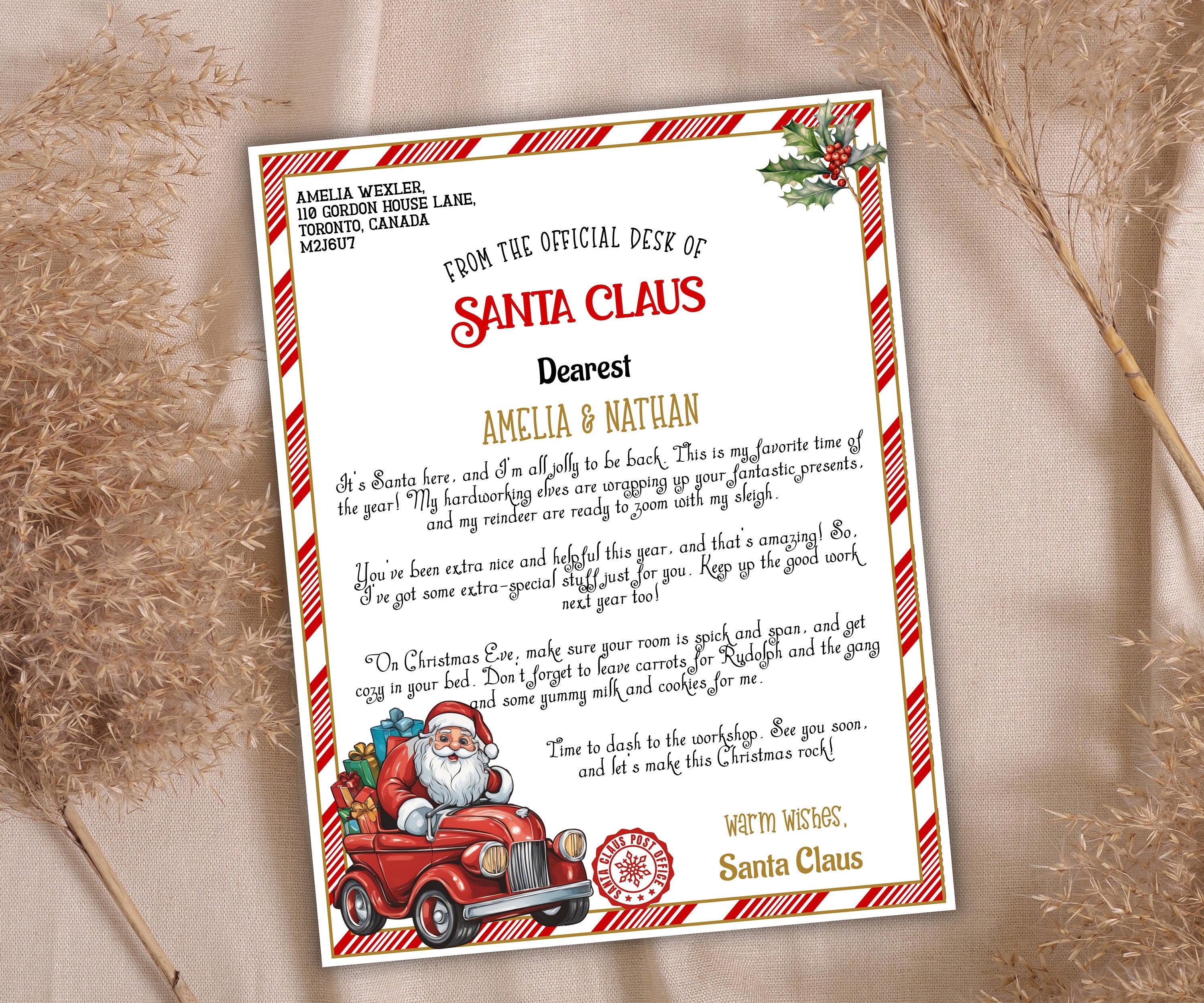 Holiday Personalized Letters From Santa | Santa Claus Letter | North Pole Letter | Christmas Letter | Editable Santa Letter I santa letter-Christmas -TheHustlingCatLady-Party Games