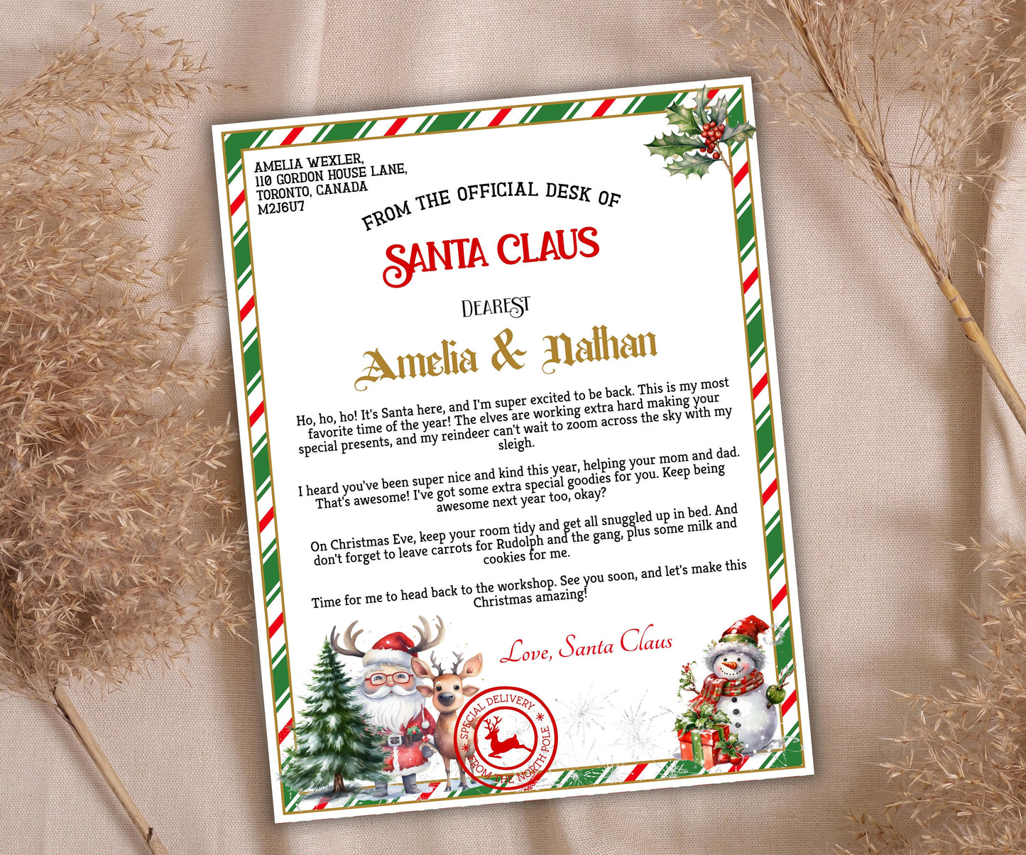 Stocking Stuffer I Custom Santa Letter | Editable Santa Letter | Official Santa Mail | Handwritten I letter I North Pole Mail Edit in Corjl-Christmas -TheHustlingCatLady-Party Games