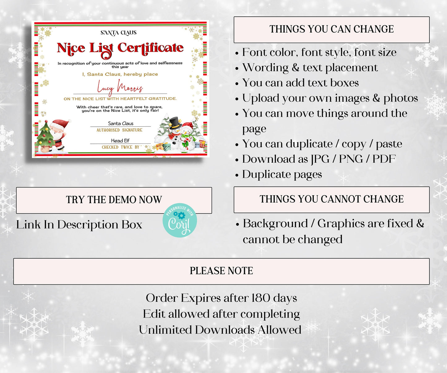 From the desk of, Santa Nice List Certificate, Christmas Letter, Editable Template, Christmas Eve Box, Official Santa Mail, Nice List Santa-Christmas -TheHustlingCatLady-Party Games