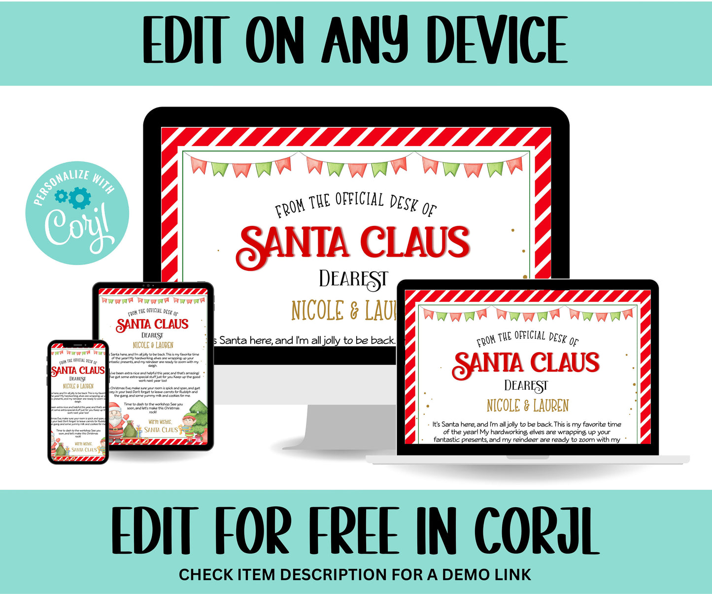 Santa Personalized Letters | Santa Claus Letter | North Pole Letter | Christmas Letter | Editable Santa Letter I Holiday santa letter-Christmas -TheHustlingCatLady-Party Games