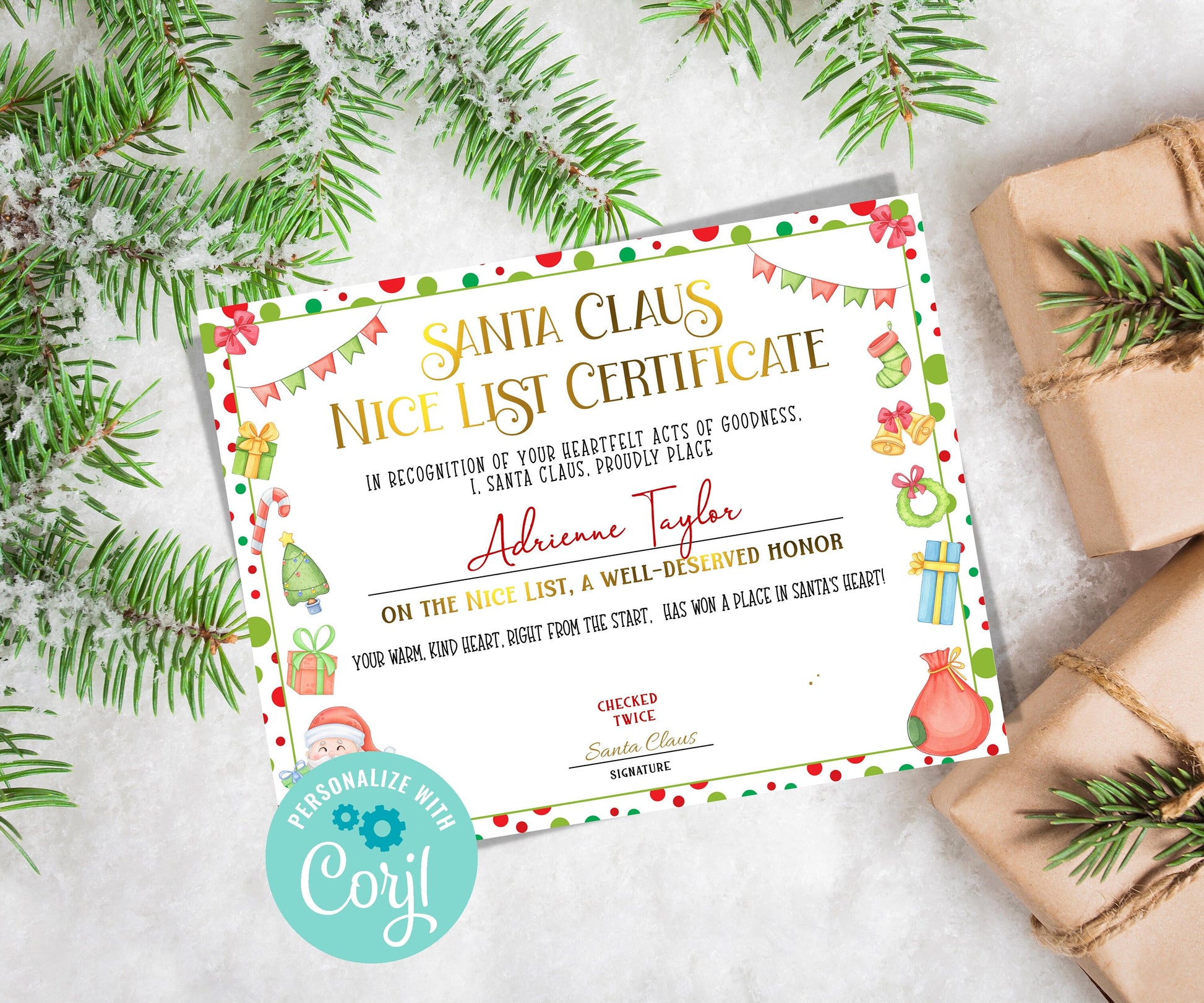 Custom Nice List Certificate, Santa letter Package, Kids xmas activities, Official Nice List, Editable Santa List, Santa Claus Letter-Christmas -TheHustlingCatLady-Party Games