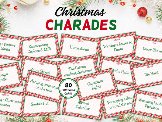 Christmas Charades | Christmas Games | Work Holiday Party | Family Game Night | Printable Party Game | Christmas Trivia | Classroom Games-Christmas -TheHustlingCatLady-Party Games