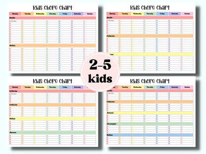 Chore Chart | Behavior Chart | Daily Checklist | Kids Teens Weekly & Daily Tasks | Weekly Household | Family Calendar | Screen Time