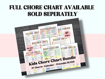 Chore Chart | Behavior Chart | Daily Checklist | Kids Teens Weekly & Daily Tasks | Weekly Household | Family Calendar | Screen Time