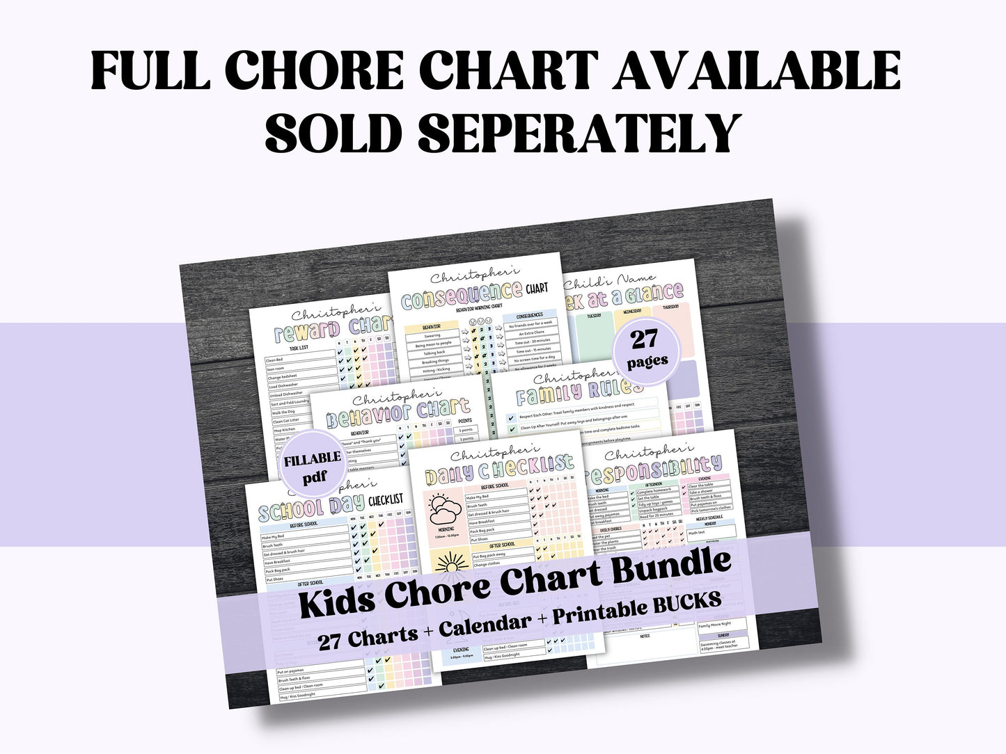 Family Chore Chart | Personalized Chore Chart For Kids | Kids Teens Weekly & Daily Tasks | Routine Chart | Kids Adult chore chart I multiple