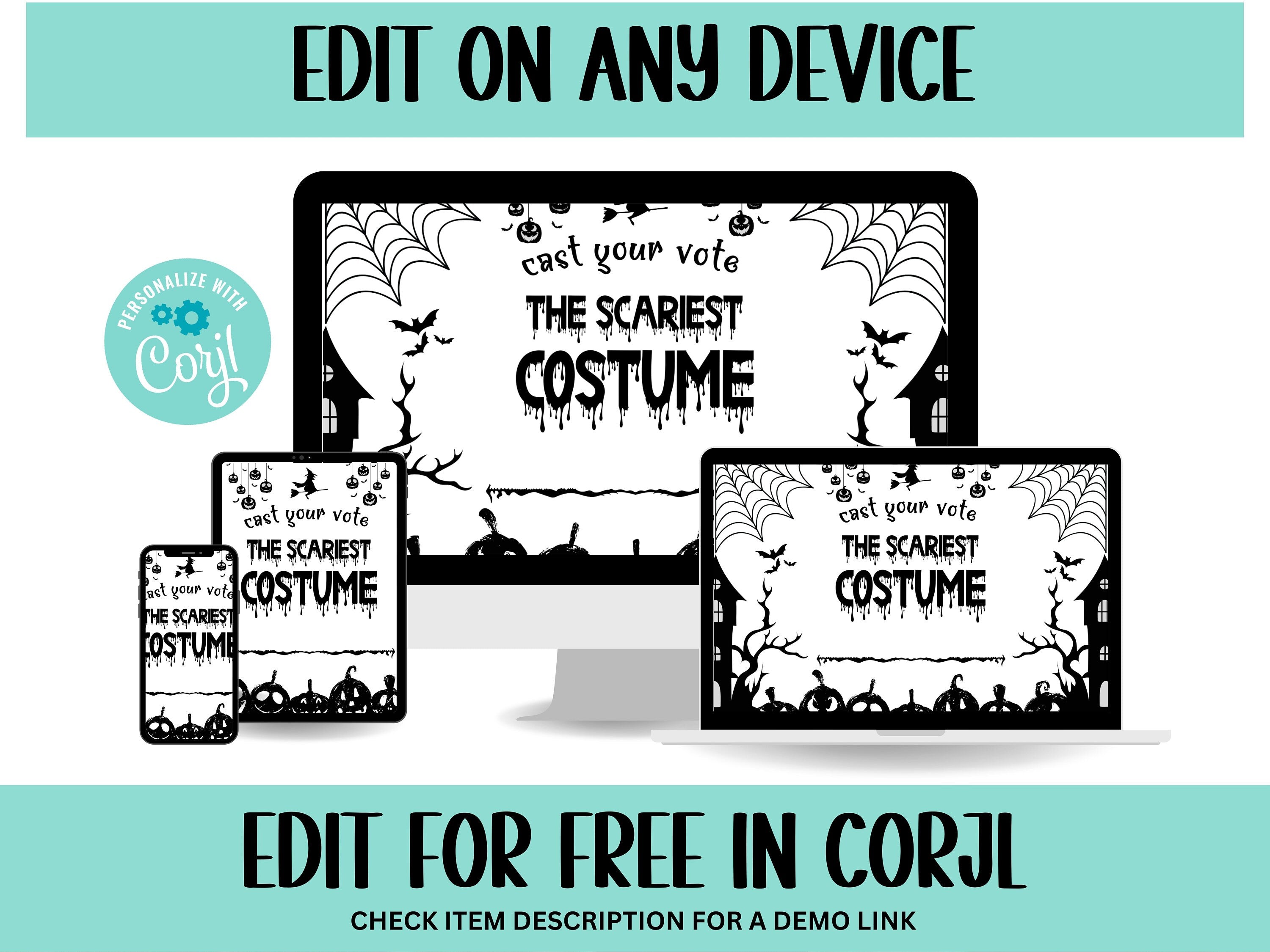 Halloween Costume Contest | Editable in Corjl | Halloween Competition Printable Voting Cards | Halloween Sign | Corjl template-Halloween Printables -TheHustlingCatLady-Party Games