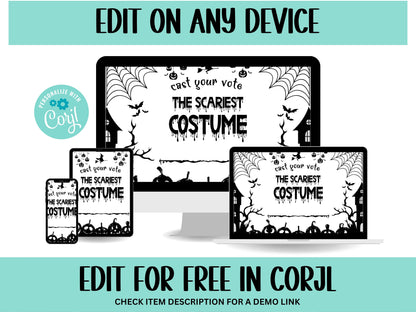 Halloween Costume Contest | Editable in Corjl | Halloween Competition Printable Voting Cards | Halloween Sign | Corjl template-Halloween Printables -TheHustlingCatLady-Party Games