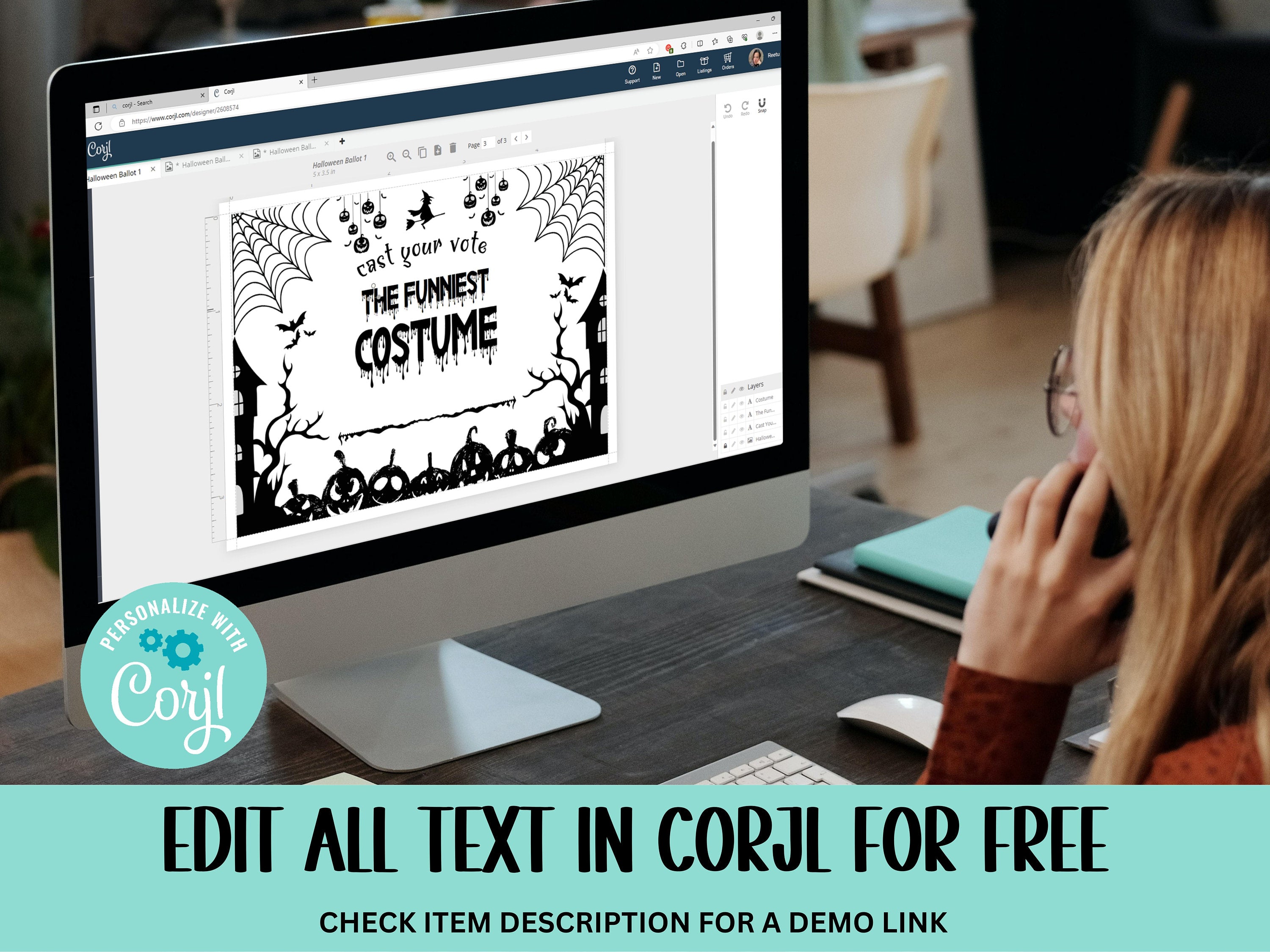 Halloween Costume Contest | Editable in Corjl | Halloween Competition Printable Voting Cards | Halloween Sign | Corjl template-Halloween Printables -TheHustlingCatLady-Party Games