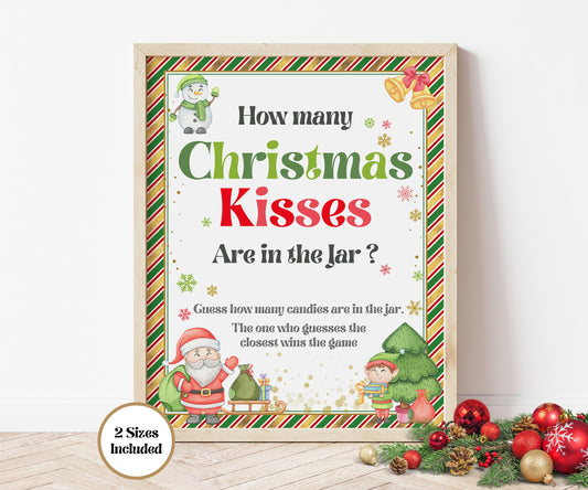 How Many Kisses Guessing Game, Office Christmas Party Games and Party Supplies, Printable Indoor Family Holiday Icebreaker game, baby shower-Christmas -TheHustlingCatLady-Party Games