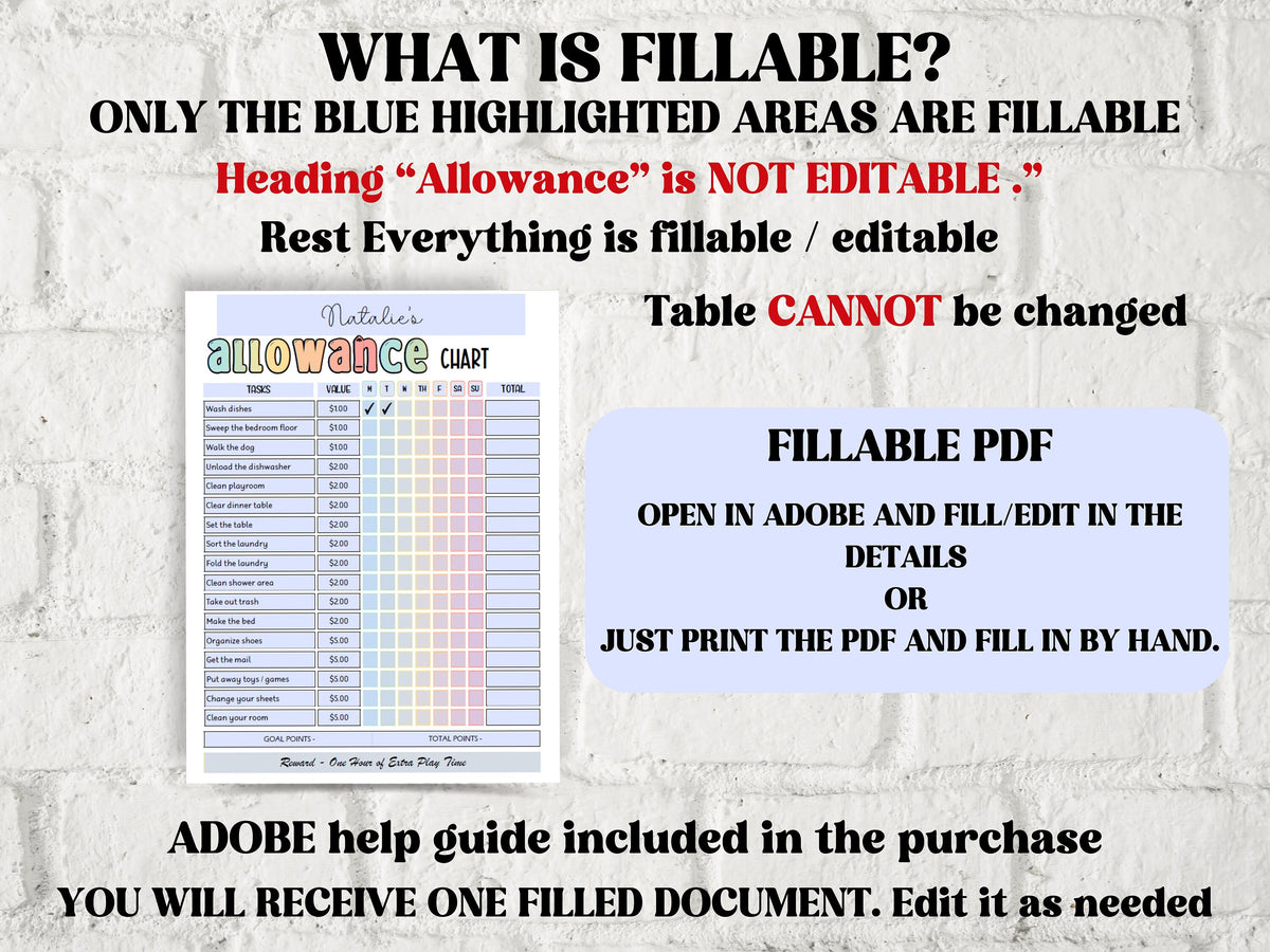 Earn Money Chart | Weekly Allowance Chore Chart | School Routine | Kids ...