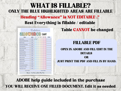 Earn Money Chart | Weekly Allowance Chore Chart | School Routine | Kids Allowance Tracker | Chore Chart For Kids | Editable Pdf