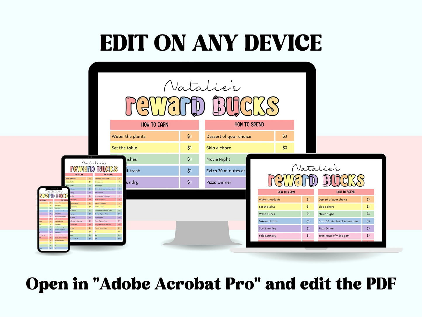 Daily Checklist | Command Center | School Routine | Behavior Chart | Reward Chart | Daily Task List | Editable Pdf | Screen Time