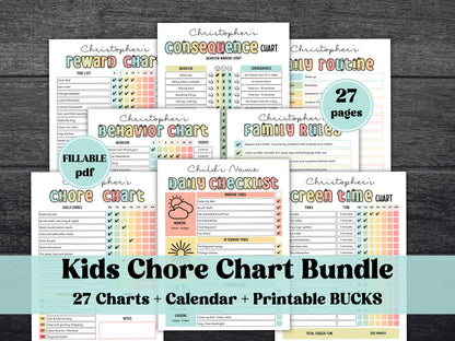 School Routine | Responsibility Chart | Editable Pdf | Kids Chores | Chore Chart Printable | Kids Daily Tasks | Daily Task List