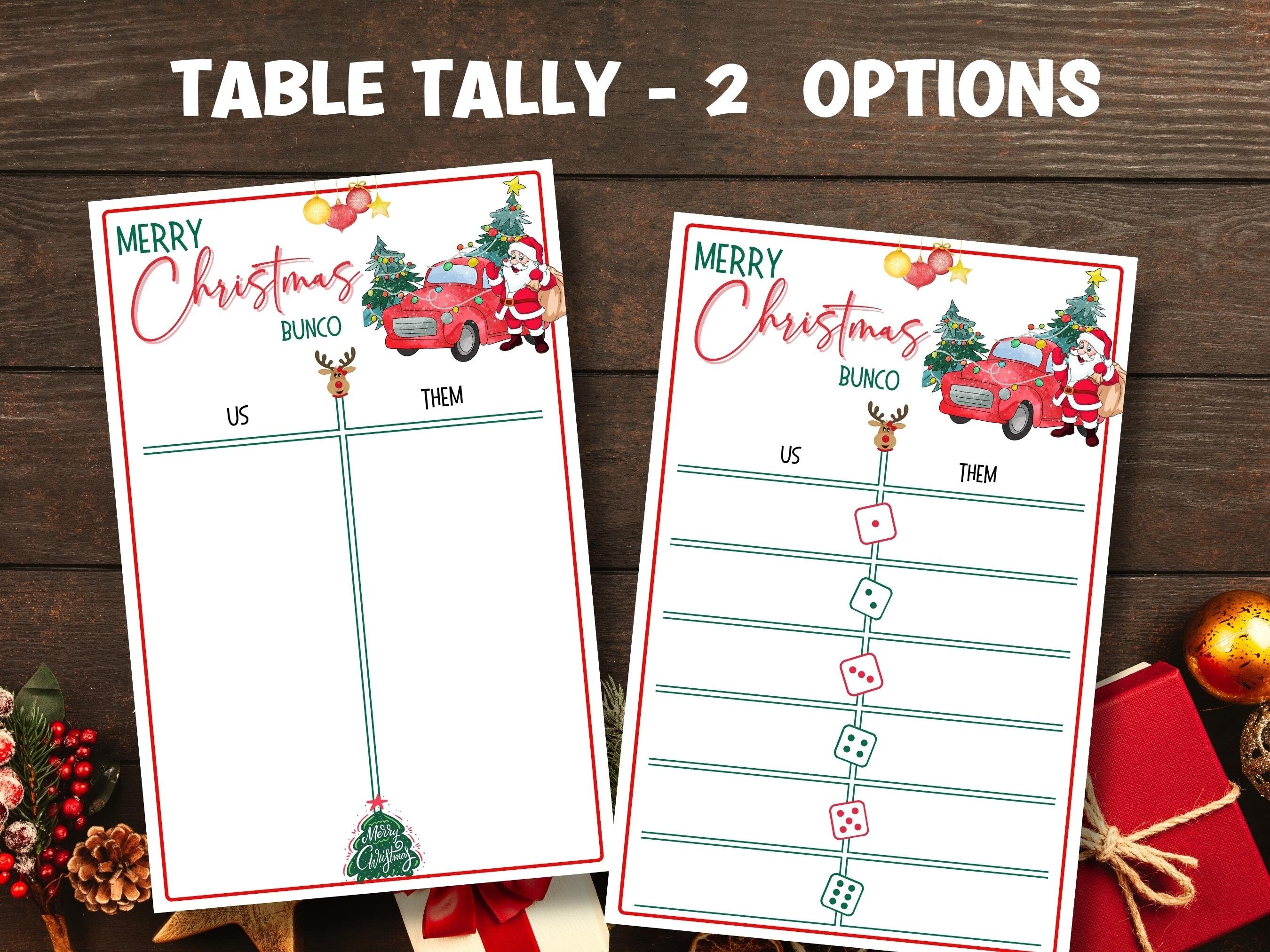 Printable Christmas Bunco Score Sheet | Christmas Bunco Set | Printable Bunco Template | | Happy Holidays I bunco score cards I Tally cards-Christmas -TheHustlingCatLady-Party Games