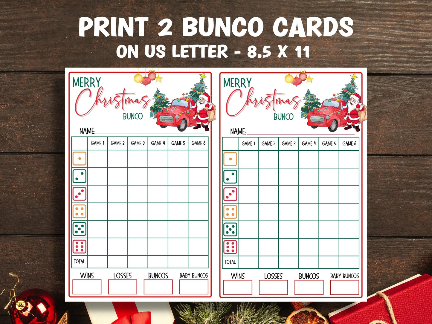 Printable Christmas Bunco Score Sheet | Christmas Bunco Set | Printable Bunco Template | | Happy Holidays I bunco score cards I Tally cards-Christmas -TheHustlingCatLady-Party Games