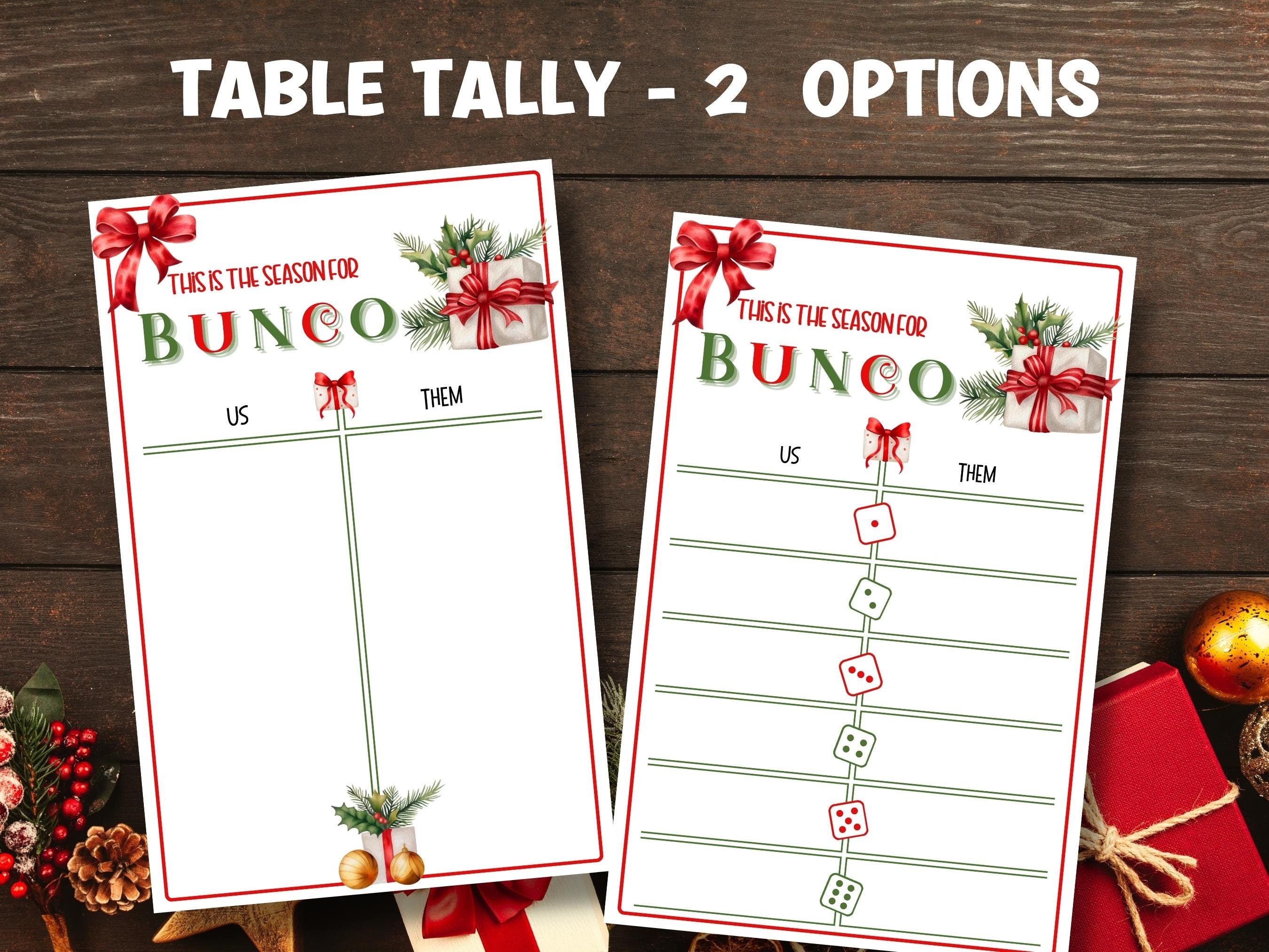 printable christmas bunco score sheet set - 4 / 6 games