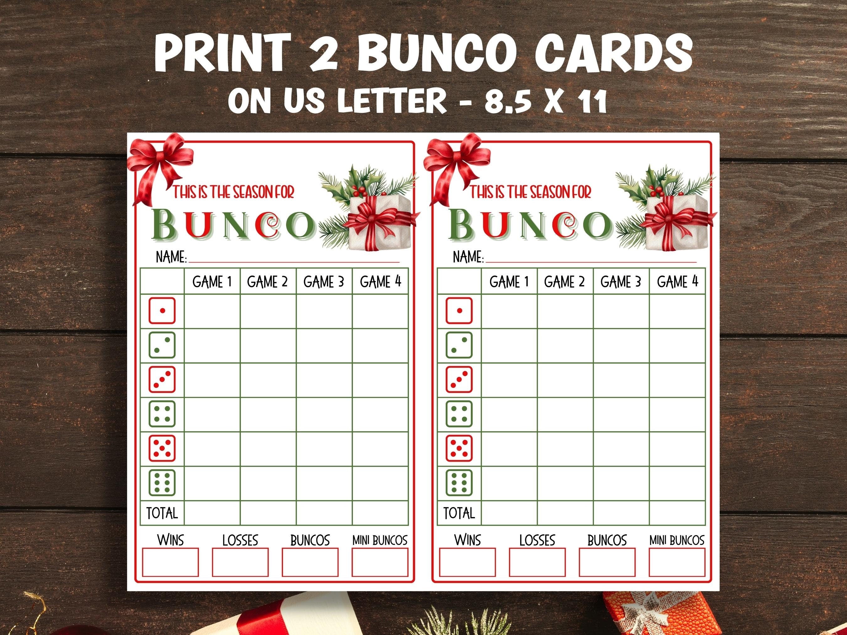 printable christmas bunco score sheet set - 4 / 6 games