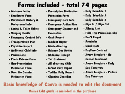 Childcare forms, Daycare Handbook, Opening a Daycare, Daycare Starter Kit, Forms Bundle, Inhome daycare paperwork, preschool forms, provider