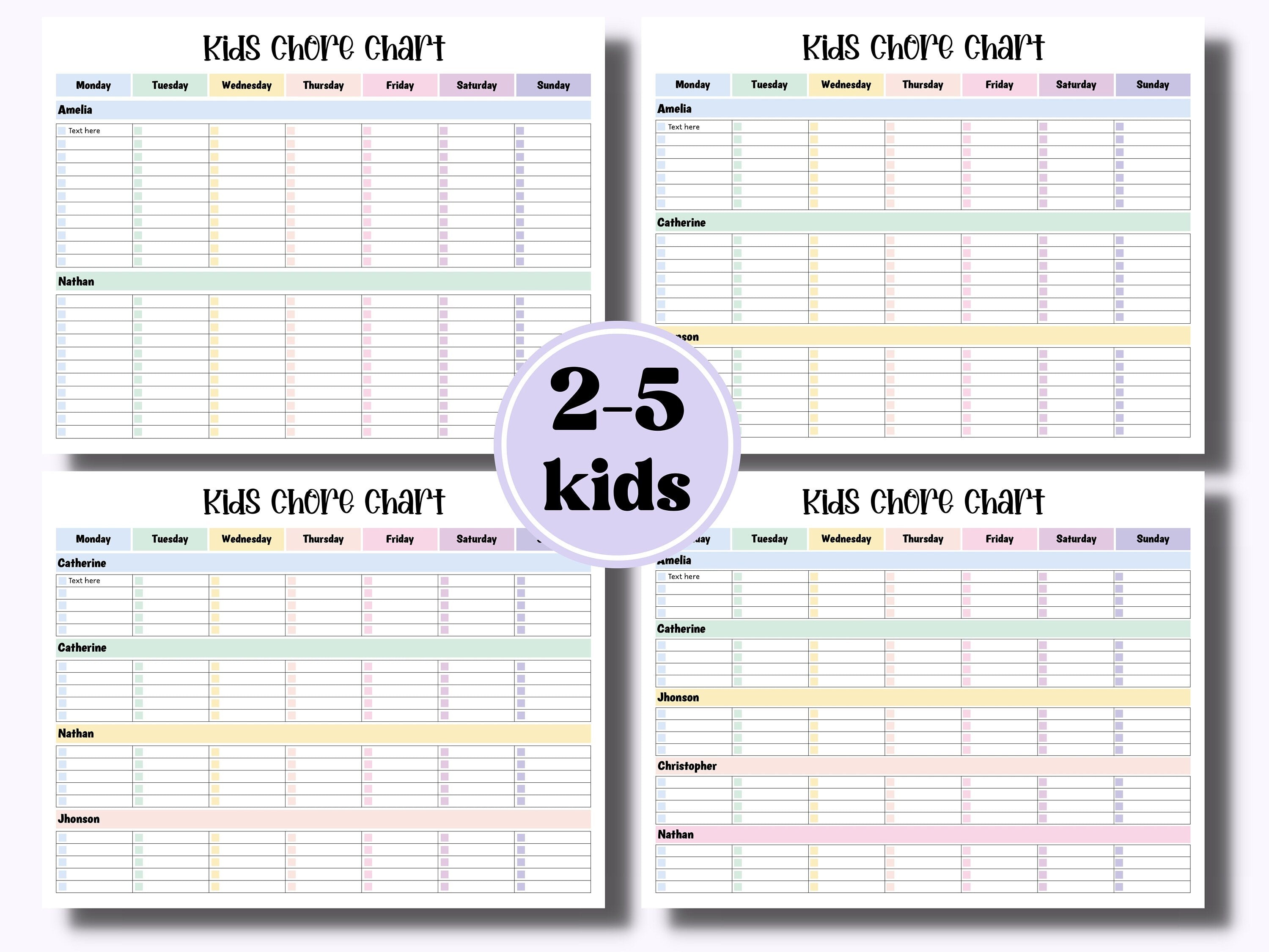 Family Chore Chart | Personalized Chore Chart For Kids | Kids Teens Weekly & Daily Tasks | Routine Chart | Kids Adult chore chart I multiple