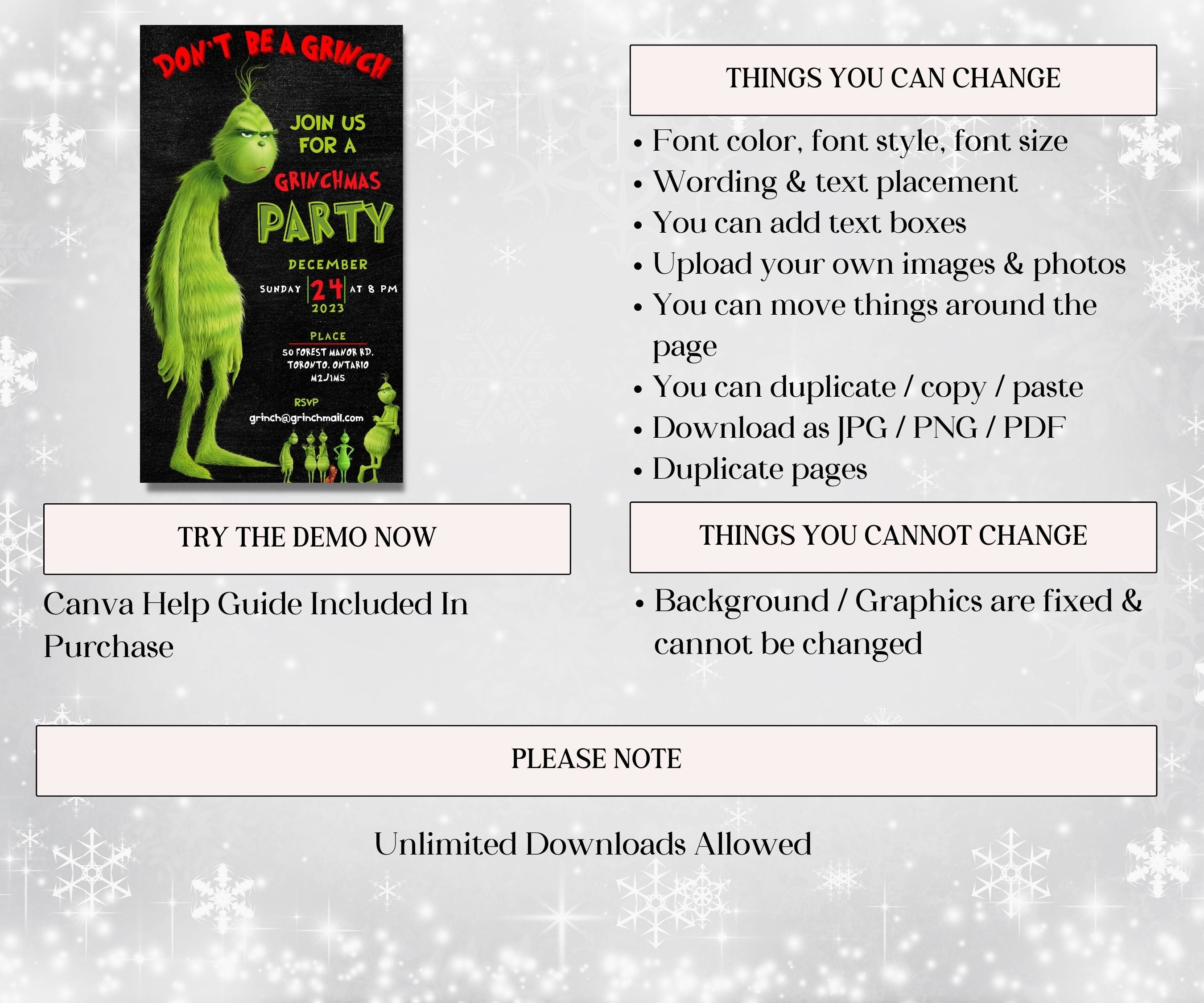 Grinch Invitation | Merry Grinchmas Invitation | Grinchmas Party Invitation | Editable Invitation I Grinchmas Party | Christmas Eve Party-Christmas -TheHustlingCatLady-Party Games