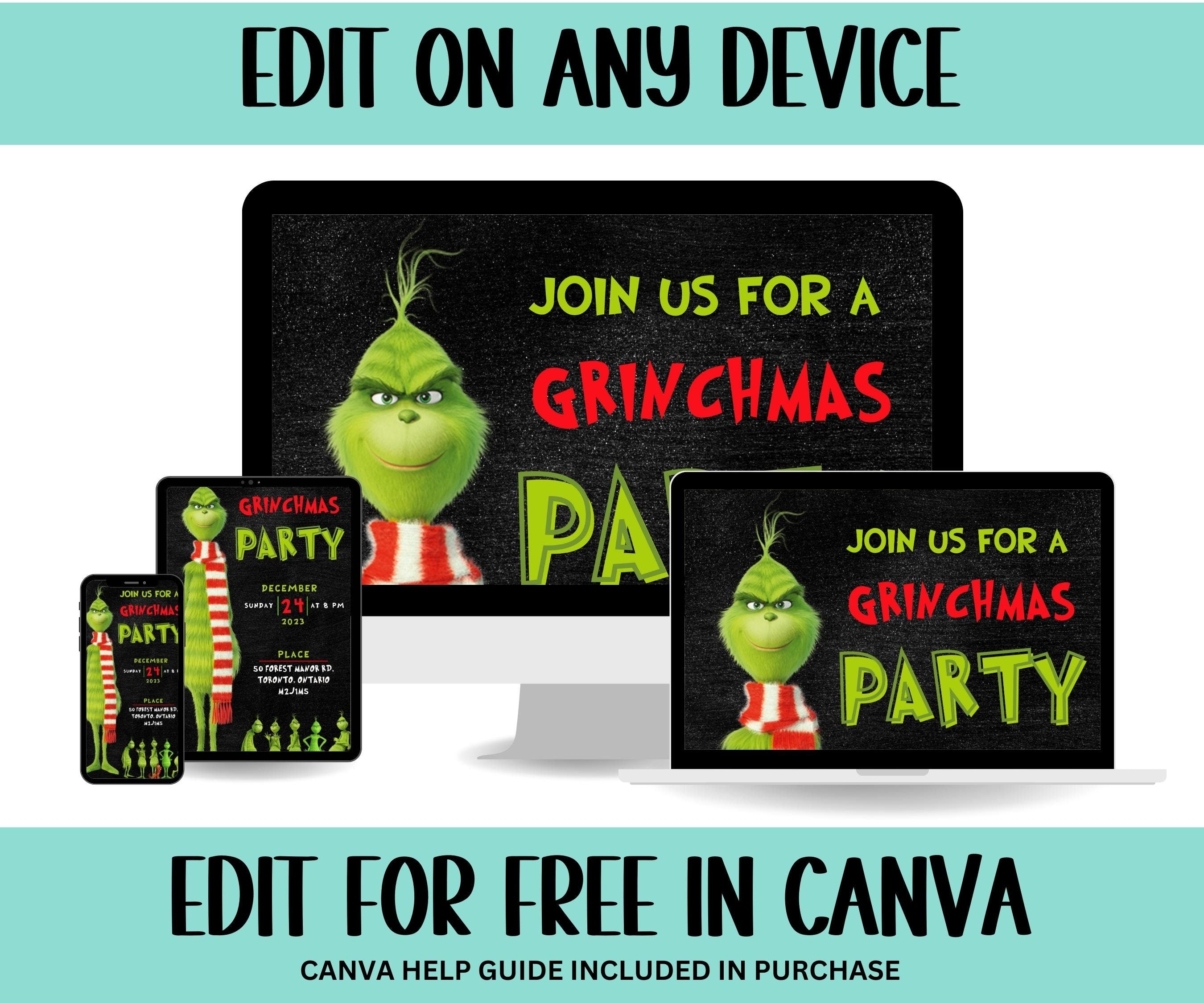 Editable Christmas Party Invitation | Grinch Party Invitation | Instant Download | Digital Funny Grinchmas Party Invitation I Canva Editable-Christmas -TheHustlingCatLady-Party Games