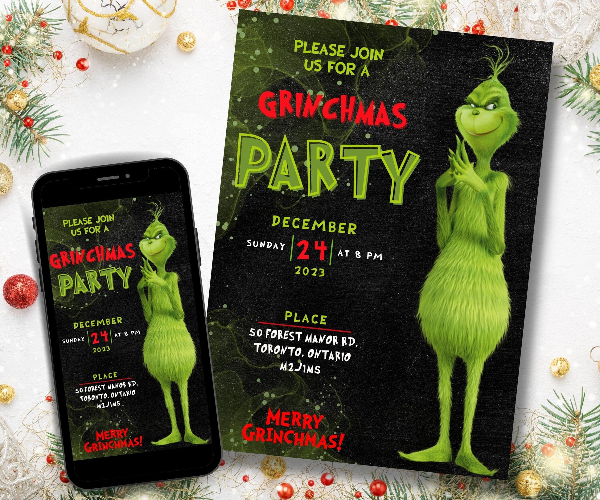 Christmas Invite | Grinchmas Party | Editable Christmas Party Invitation | Grinch Party Invitation I Digital Funny Grinchmas Invitation-Christmas -TheHustlingCatLady-Party Games