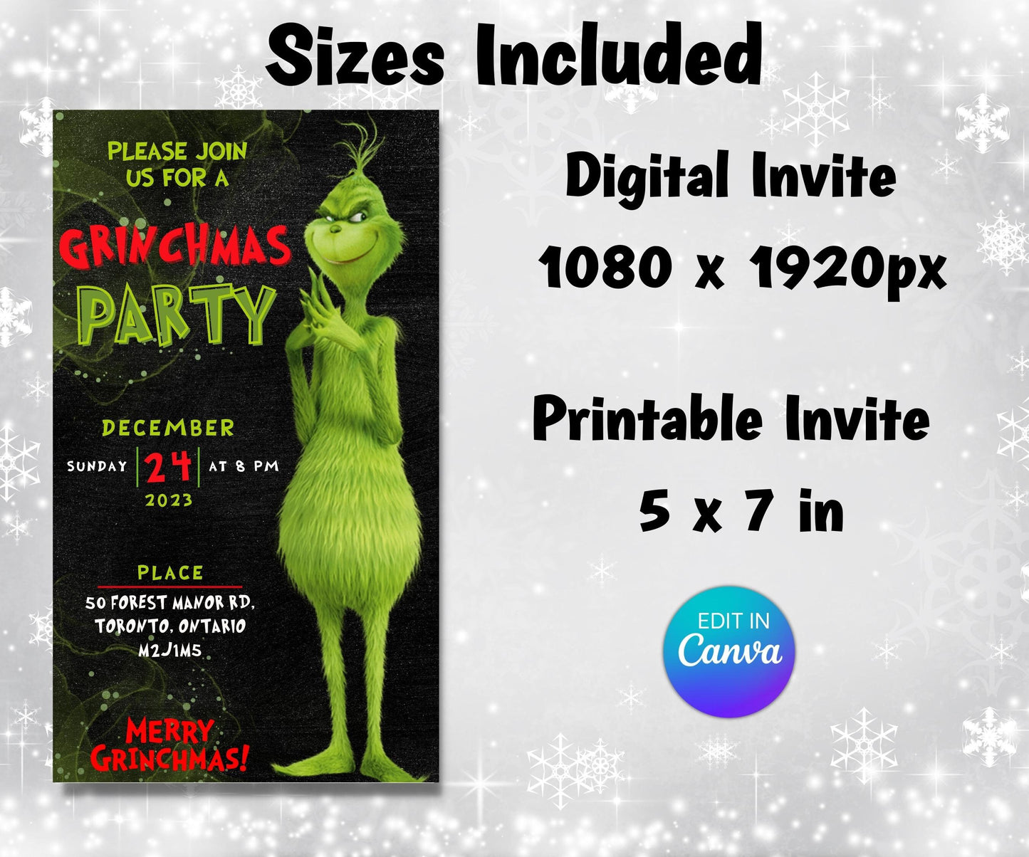 Christmas Invite | Grinchmas Party | Editable Christmas Party Invitation | Grinch Party Invitation I Digital Funny Grinchmas Invitation-Christmas -TheHustlingCatLady-Party Games