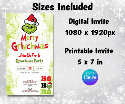 Digital Funny Grinchmas Invitation I Christmas Invite | Grinchmas Party | Editable Christmas Party Invitation | Grinch Party Invitation I-Christmas -TheHustlingCatLady-Party Games