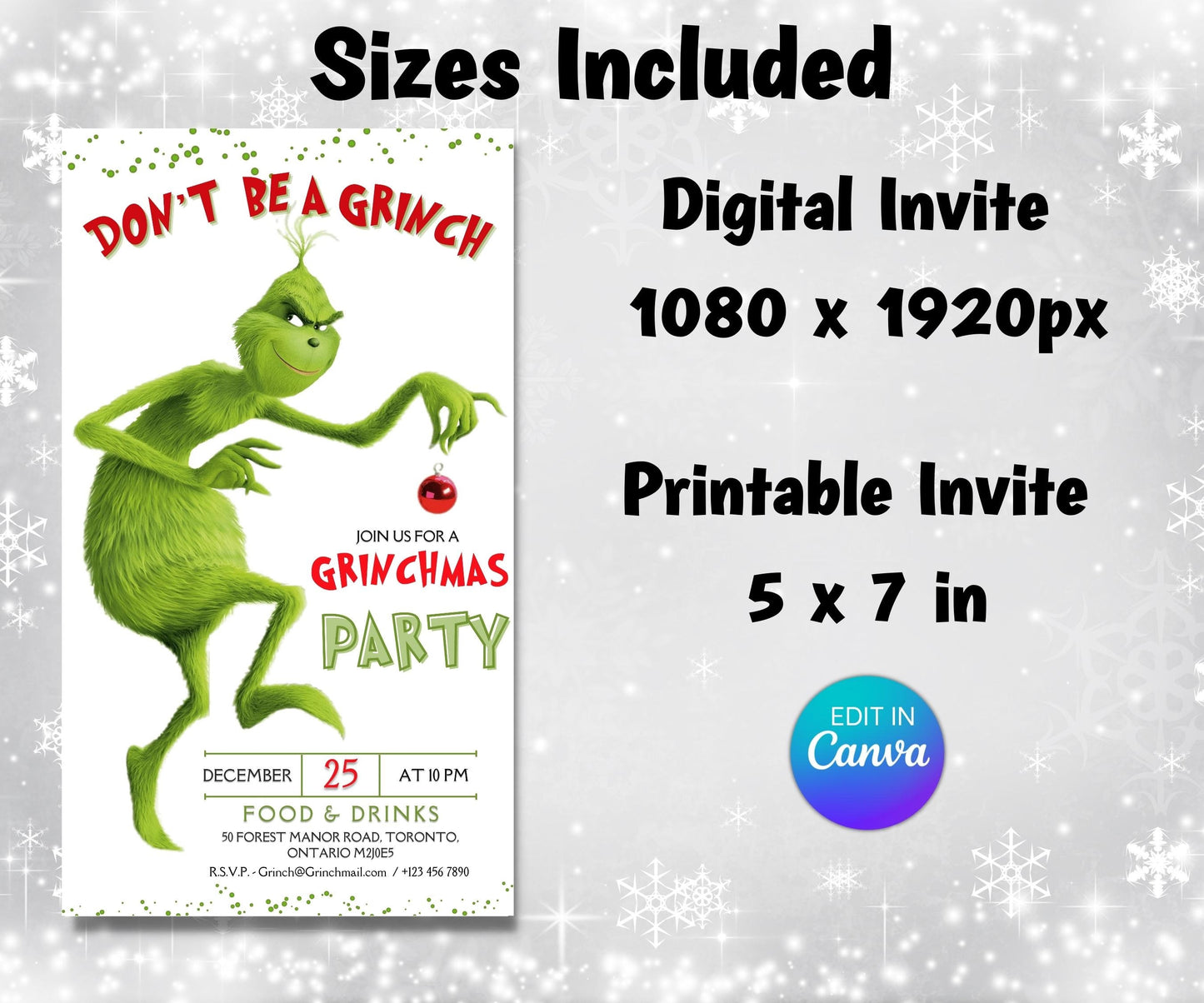 Grinchmas Party | Grinch Party Ideas I Digital Funny Grinchmas Invitation I Christmas Invite | Grinchmas Party | Editable Grinchmas Invite-Christmas -TheHustlingCatLady-Party Games