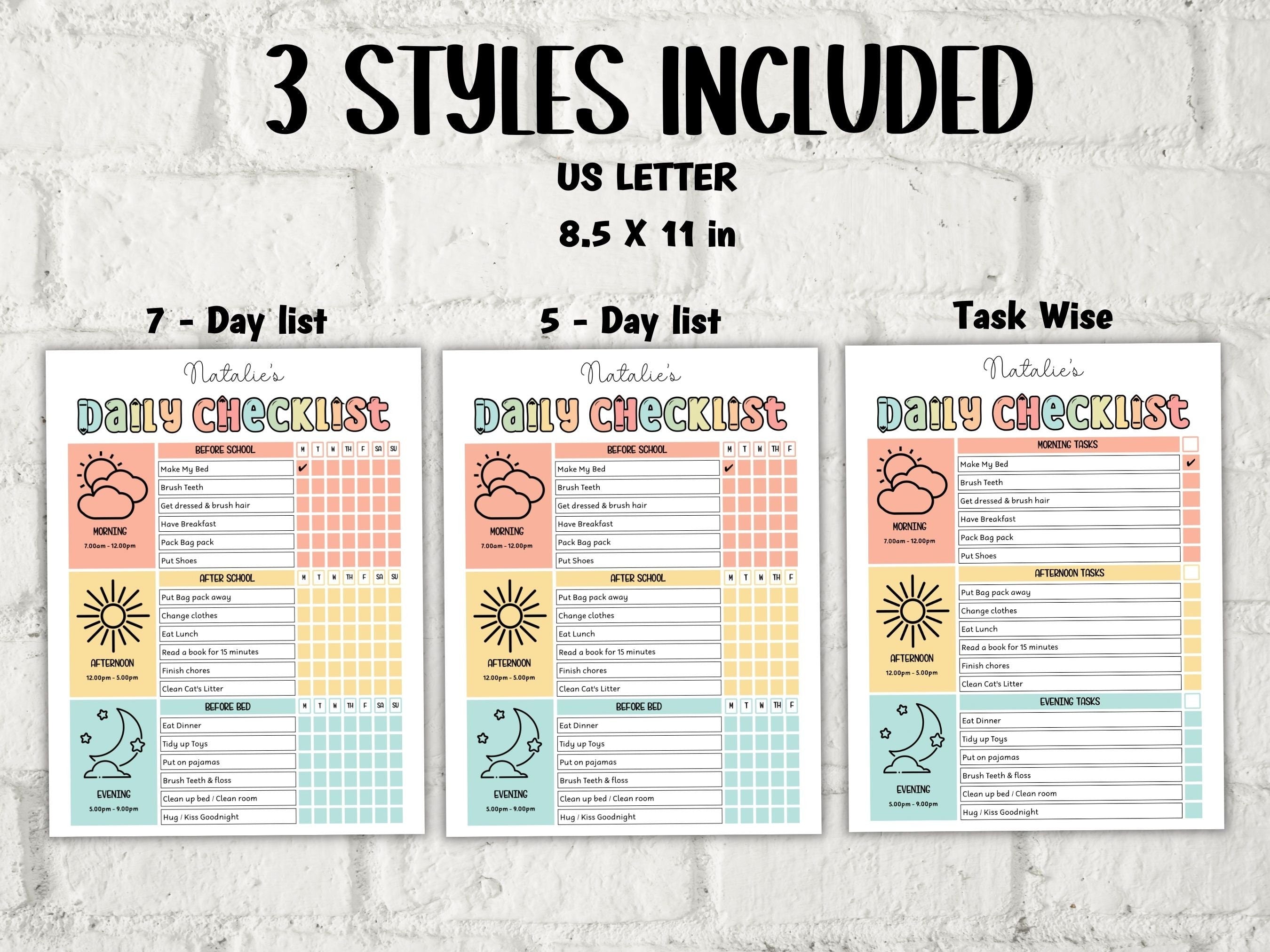 Daily Checklist | Yearly Cleaning Checklist | School Routine | Kids Daily Tasks | Responsibility Chart | Weekly Task Planner Template