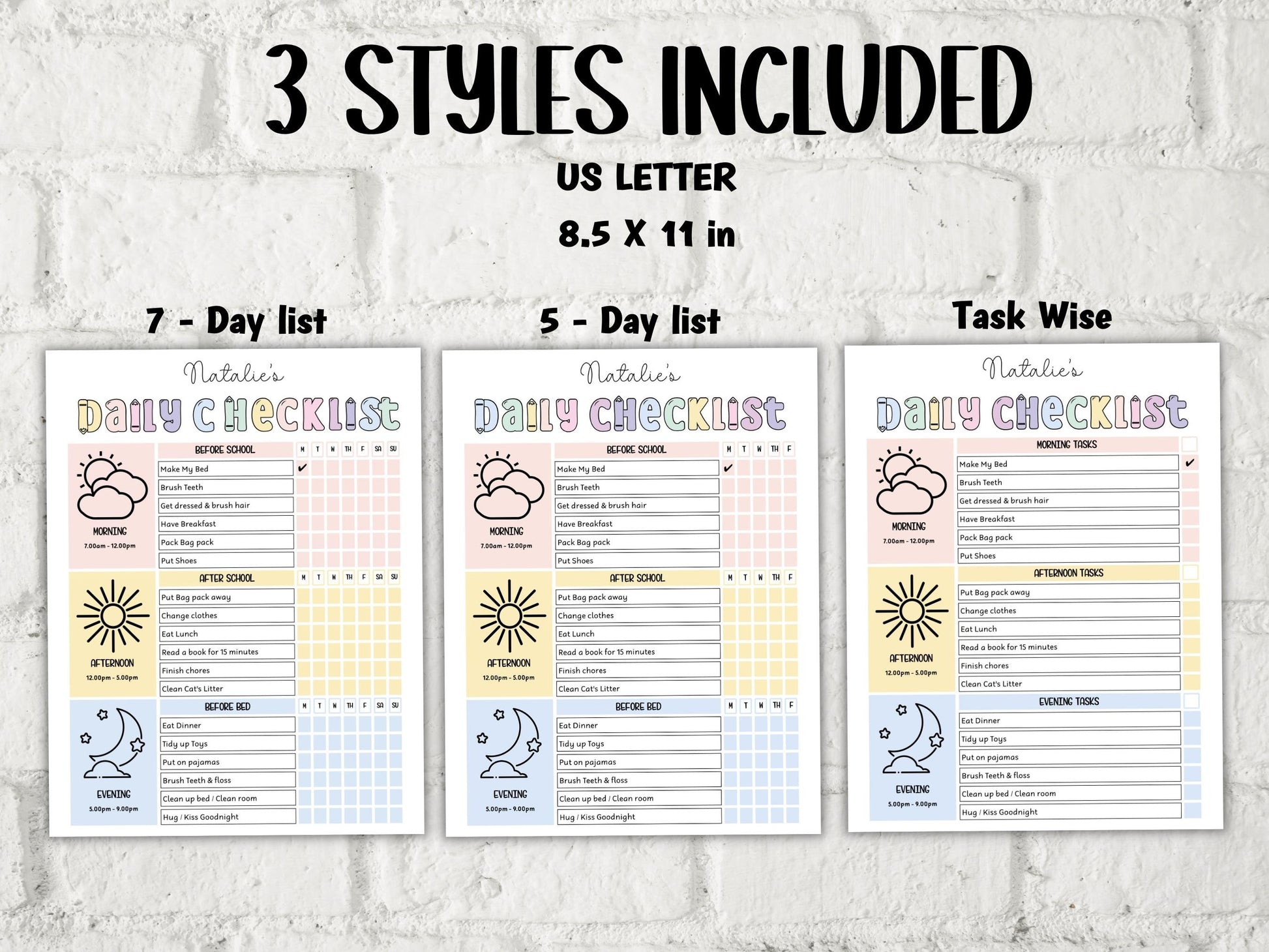 Routine Chart |Chore Chart | Printable Daily Routine | Daily Checklist | Weekly Task Planner Template | Weekly House Chores