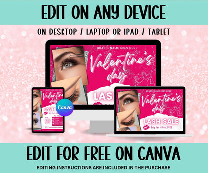 Beauty Flyer I Instagram Flyer I Hair Flyer | Valentines Day Lash Sale Flyer| Diy Lash Extensions Flyer | Makeup Artist | Appointment Flyer