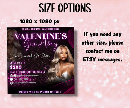 Valentines Day Raffle Giveaway Flyer | Like And Share | Valentines Dayraffle | Social Media Giveaway | Instagram Template | Instagram Flyer