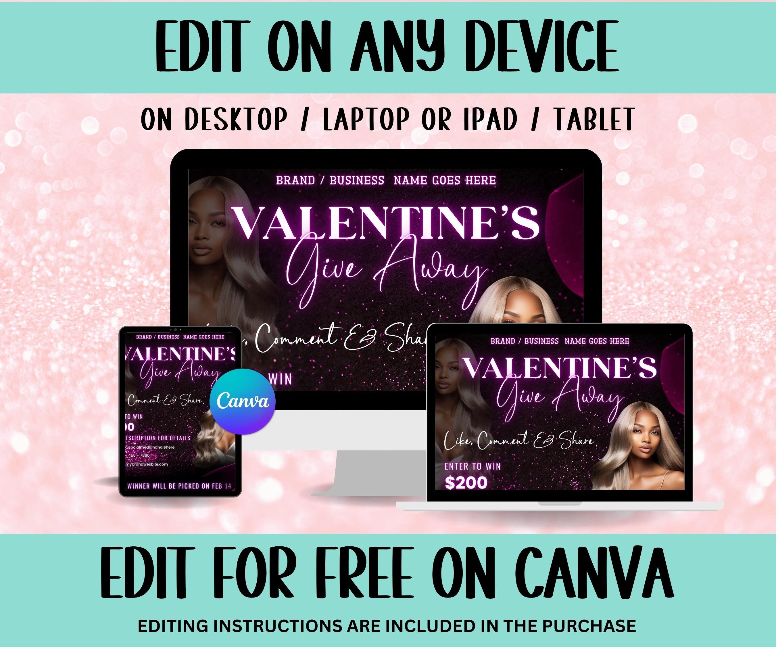 Valentines Day Raffle Giveaway Flyer | Like And Share | Valentines Dayraffle | Social Media Giveaway | Instagram Template | Instagram Flyer