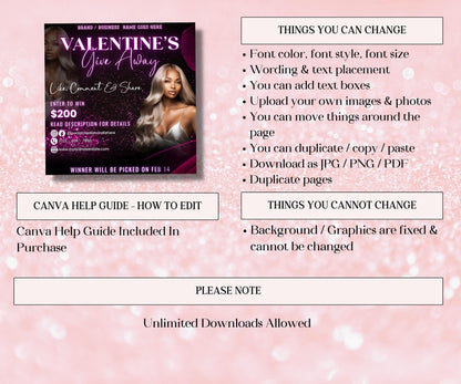 Valentines Day Raffle Giveaway Flyer | Like And Share | Valentines Dayraffle | Social Media Giveaway | Instagram Template | Instagram Flyer