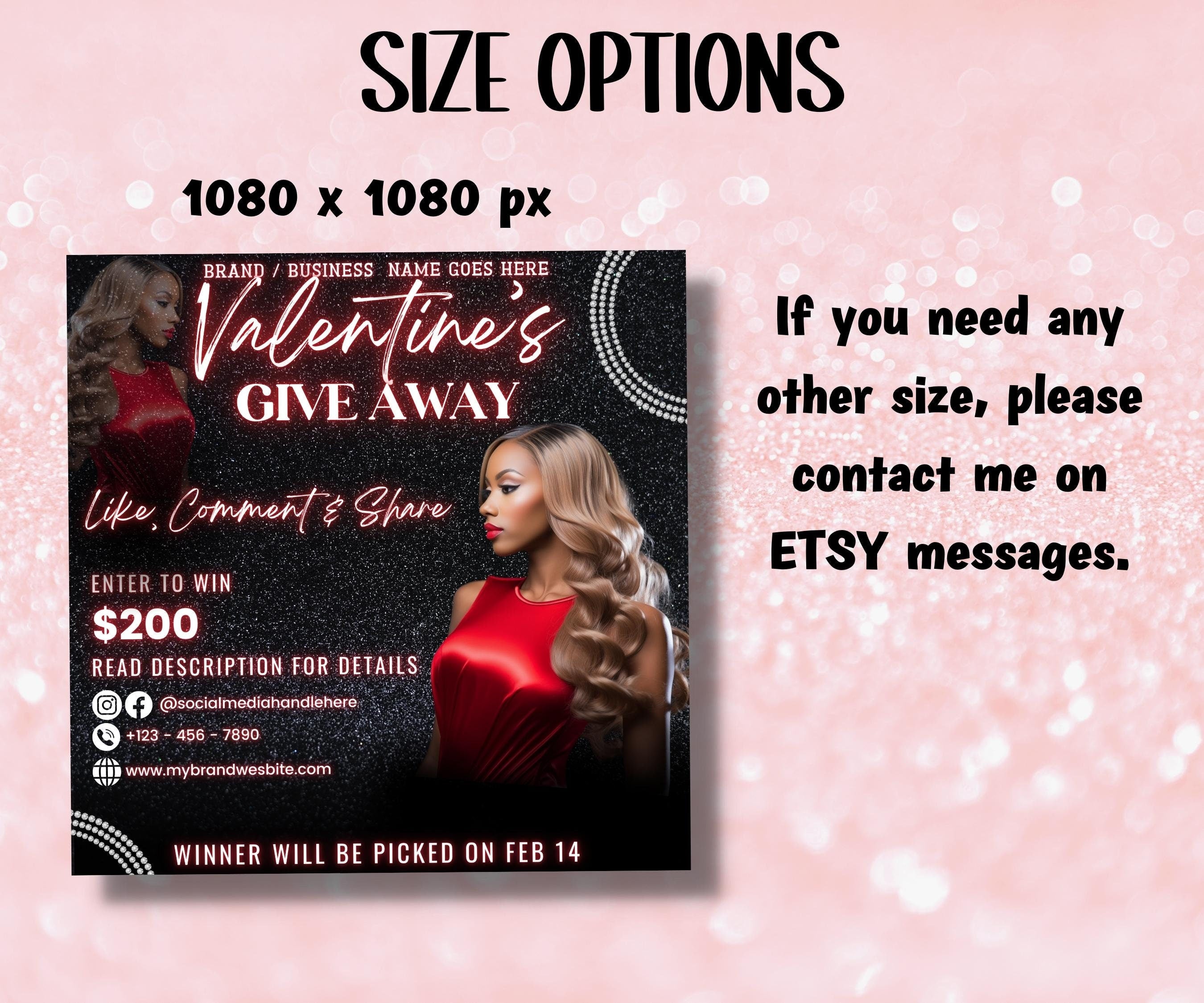 Instagram Flyer I Valentines Day Raffle Giveaway Flyer | Like And Share | Valentine Day raffle | Social Media Giveaway | Instagram Template