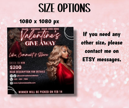 Like and Share I Valentines Giveaway Flyer | Social Media Template | Social Media Giveaway | Valentines Day raffle I Vday Giveaway Flyer