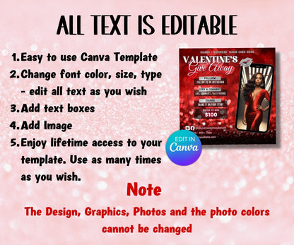 Giveaway DIY Flyer I Like and Share I Valentines Giveaway Flyer | Social Media Template | Social Media | Valentine Day raffle I Enter to Win