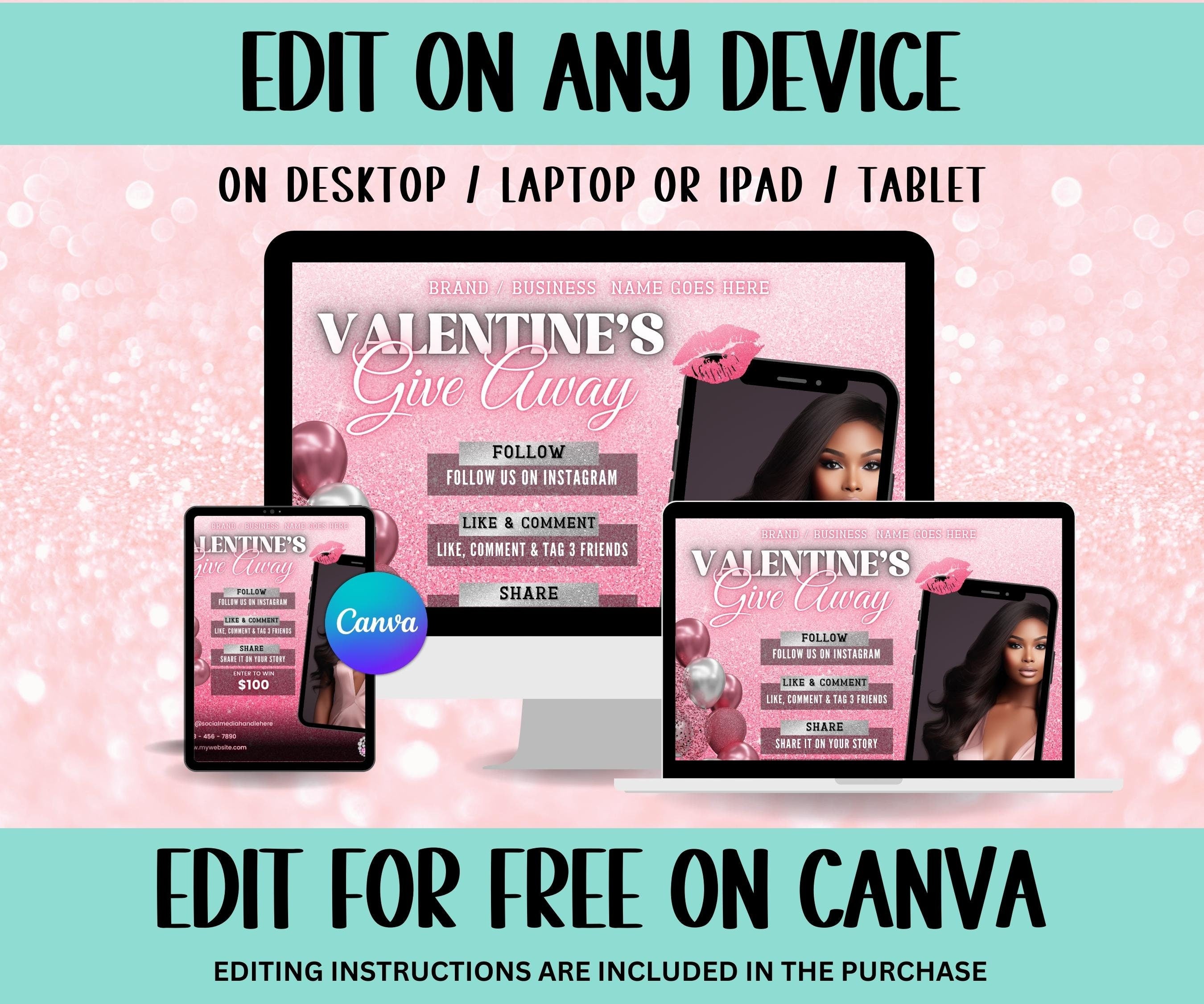 Vday Ticket Contest I Enter to Win I Giveaway DIY Flyer I Like and Share I Valentine Giveaway Raffle | Social Media Template I Valentine Day