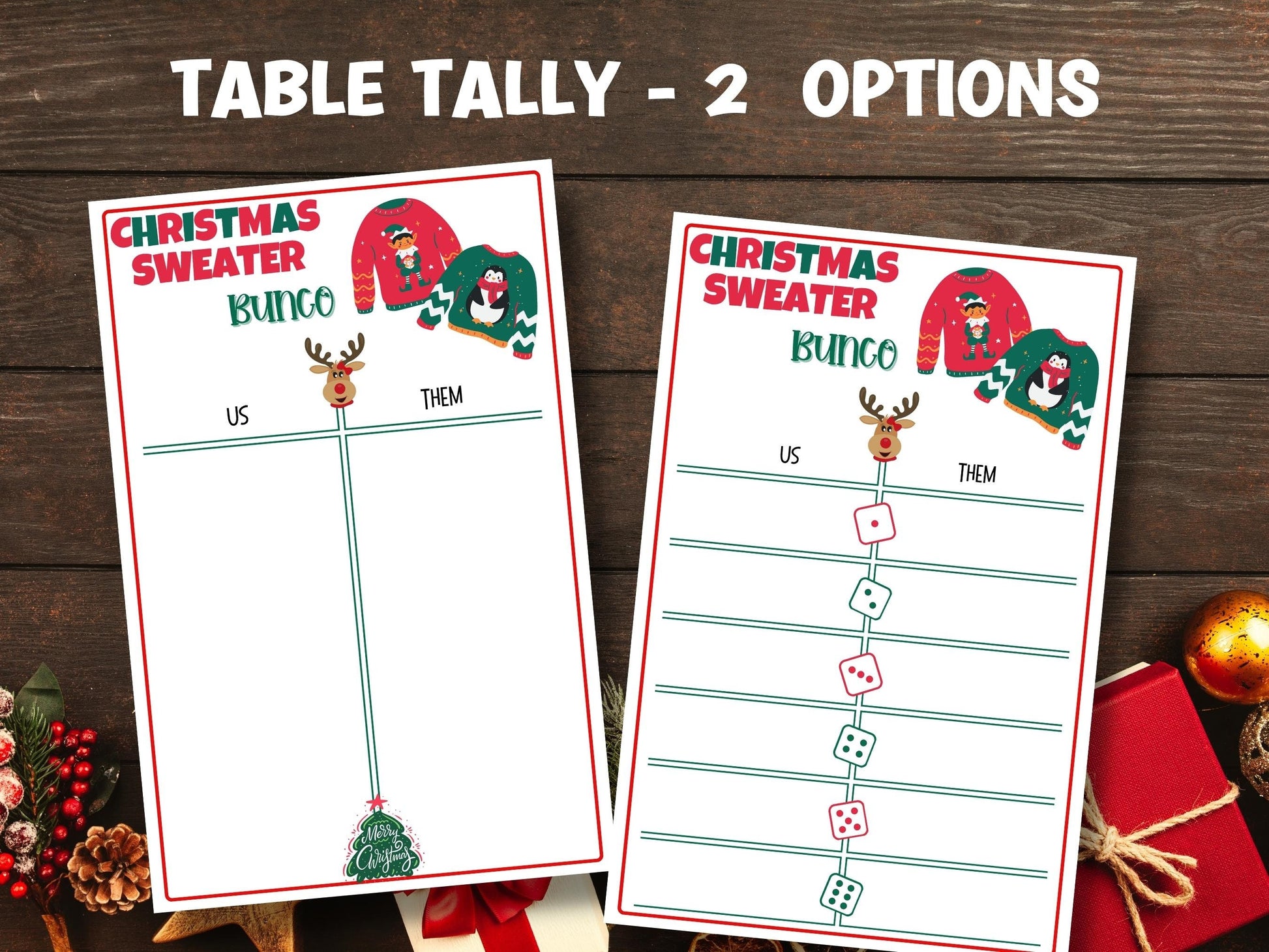 Printable Bunco Set | Bunco Night | Printable Bunco Game | Xmas Cocktail Games Party | Printable Bunco Cards | Happy Holidays I Office game-Christmas -TheHustlingCatLady-Party Games