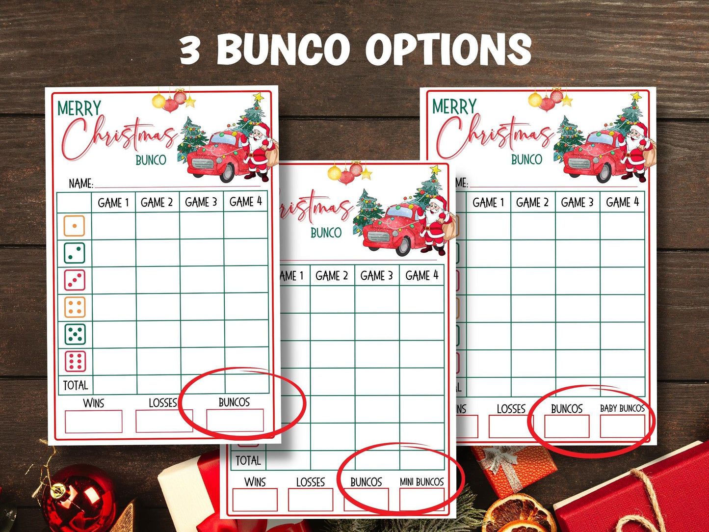 Printable Christmas Bunco Score Sheet | Christmas Bunco Set | Printable Bunco Template | | Happy Holidays I bunco score cards I Tally cards-Christmas -TheHustlingCatLady-Party Games