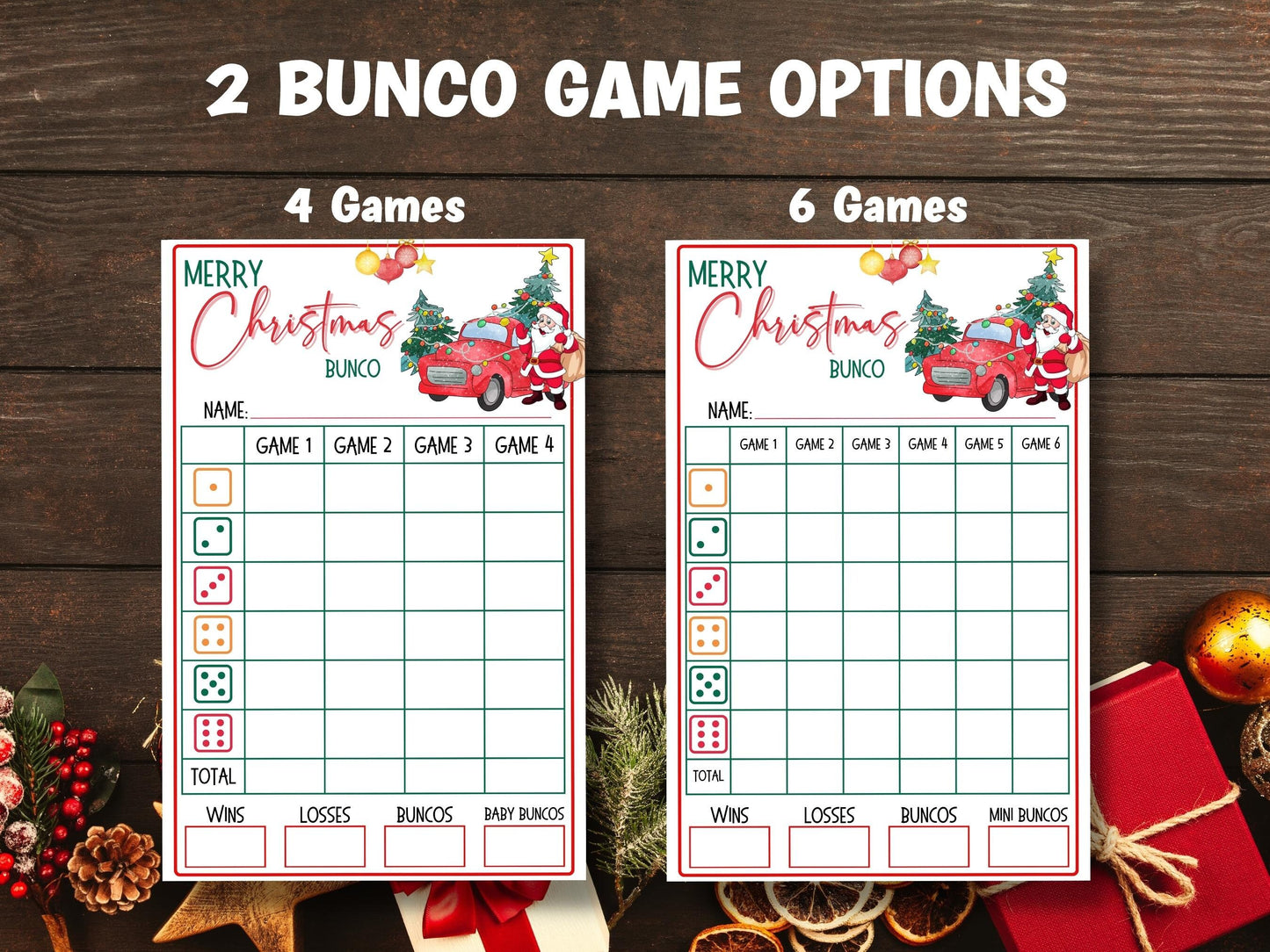 Printable Christmas Bunco Score Sheet | Christmas Bunco Set | Printable Bunco Template | | Happy Holidays I bunco score cards I Tally cards-Christmas -TheHustlingCatLady-Party Games